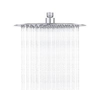 Ibergrif Tete de Douche Inox - Douche Economie d'Eau, Pommeau de Douche Ronde 25CM, Tete de Douche Pluie Universelle Filetage 1/2 Pouce, Rotatif 360°, Inclinable 30°, Facile à Installer et à Nettoyer