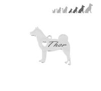 Iberiagifts Plaque d'identification en acier inoxydable en forme de Husky Pour animaux de petite à moyenne taille. Médaille d'identification personnalisée pour chien et chat gravé