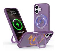 IBETEK Coque pour iPhone 16 avec Support Magnétique, Étui Compatible pour MagSafe avec Anneau Rotatif à 360°, Housse Fine à Dos Mat, Protection Robuste et Stable pour Vidéo et Bureau, Mauve