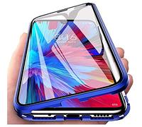 IBETEK Coque pour Xiaomi Mi 13, Étui Magnétique Adsorption 360 Degrés Full Body Protection Housse, Métal Cadre Antichoc Bumper Case avec Dual Transparente Verre Trempé Cover - Bleu