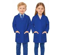 IBEX Blouse de laboratoire en polycoton pour enfants - Costume de scientifique unisexe - Tenue de médecin, robe pour enfants (tailles 26-31 ans, 4-14 ans), bleu marine, 4-6 Years (26W)