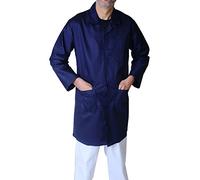 IBEX Blouse de laboratoire unisexe en polycoton pour technicien, laboratoire, entrepôt, médecins, étudiants, travail en laboratoire (tailles XXS à 5XL), bleu marine, L