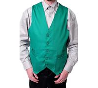 IBEX Gilet formel pour homme - Col en V, sans manches, 2 poches - Idéal pour les serveurs, le personnel de bar, les mariages et les déguisements - Mélange de polyester et de coton, vert émeraude, XXL