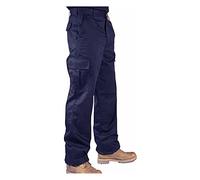 IBEX S3 Pantalon de travail cargo multi-poches pour homme - Mélange polyester-coton durable, pantalon de combat robuste pour ouvriers (tailles 28W-50W), bleu marine, 44