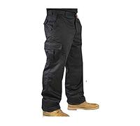 IBEX S3 Pantalon de travail cargo multi-poches pour homme - Mélange polyester-coton durable, pantalon de combat robuste pour ouvriers (tailles 28W-50W), Noir , 40
