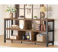 IBF Bibliothèque Ouverte à 3 Niveaux de 140 cm, Organiseur de Rangement à 5 Cubes en Bois et métal, étagère Horizontale Basse Moderne pour Chambre à Coucher, Salon, bibliothèque de Bureau Longue et