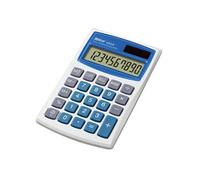 ACCO Ibico Calculatrice de poche 082X – 10 chiffres, panneau solaire et pile – Blanc/Bleu