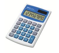 ACCO Ibico Calculatrice de poche 082X – 10 chiffres, panneau solaire et pile – Blanc/Bleu