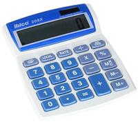 Ibico, Calculatrice de bureau 208X, compacte pour le bureau, la maison et l’école, Blanc/Bleu, 133 x 106 x 26 mm, IB410062