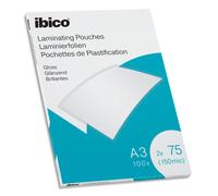 IBICO Pack de 100 pochettes de plastification brillantes A3, 75 microns 627319