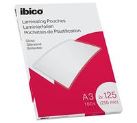 Ibico Pochettes de Plastification A3, 250 microns (2x125), Haute Protection et Durabilité des Documents, Paquet de 100, Finition Brillante, Transparent, 627321