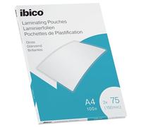 Ibico Pochettes de Plastification A4, 150 microns (2x75), Haute Protection et Durabilité des Documents, Paquet de 100, Finition Brillante, Transparent, 627316