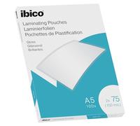Ibico Pochettes de Plastification A5, 150 microns (2x75), Haute Protection et Durabilité des Documents, Paquet de 100, Finition Brillante, Transparent, 627314