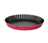 MOULE A TARTE DENTELE 32 cmALUMINIUM ANTI-ADHERENT EXTERIEUR ROUGE MOUCHETE NOIR PASSE AU LAVE-VAISSELLE