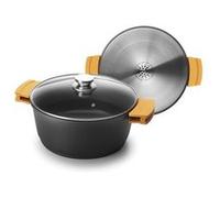IBILI - Casserole Evolution en Fonte d’Aluminium, Couvercle en Verre et poignées en Silicone, 24 cm, Antiadhésif, Compatible avec l’Induction