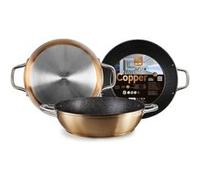 IBILI - Poêle Honda avec 2 poignées Natura Copper, 32 cm, Aluminium, Antiadhésif style pierre, Compatible avec l’induction