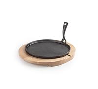 Ibili - 627030 - Plat en Fonte + Base en Bois 30 cm, Noir