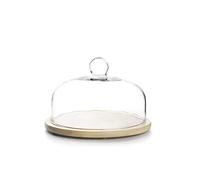 Ibili - 715526 - Plateau en Verre avec Base en Bois 26 cm