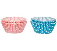 IBILI Capsules à pâtisserie 735904 antiadhésives en papier imperméable à pois Lot 50 Rose + 50 Bleu