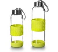 Ibili Bouteille en verre et silicone Sky – 360 ml Borosilicate Vert Réutilisable Anti-choc