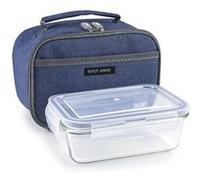 IBILI 753401A lunch away sac isotherme bleu/ gris et boite en verre bleu G