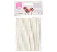 IBILI 786511 Lot de 50 Bâtons pour Cake Pops Papier Blanc 20 x 11,5 x 5 cm