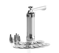 IBILI - 792300 Churrera, Machine à pâtes, Acier Inoxydable, Comprend 13 disques et 8 Buses, Churros fourrés, Argent, 22 cm