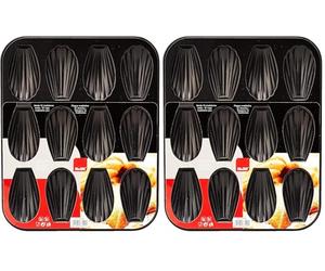 IBILI 820502 Plaque de 12 madeleines, Acier, Noir, 25,9 x 20,9 x 1,4 cm (Lot de 2)