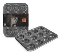 IBILI perforé Moule à Muffins 12 Tasses, Plaque en Acier laminé, Noir, Taille Unique