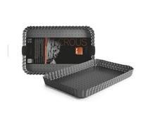Ibili perforé en Acier laminé à poêle à Frire rectangulaire, Assiette, Noir, 35 x 11 cm