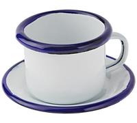 Ibili 903000 Gobelet avec Assiette, INOX, Blanc/Bleu, 9 x 5 x 5 cm