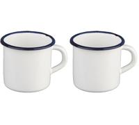 IBILI 903008 Gobelet, Acier, Blanc/Bleu, 8 cm, 13.99 x 8.99 cm (Lot de 2)