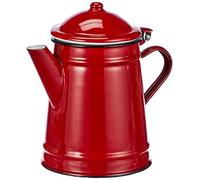 Ibili 910210 Cafetière Conique en acier émaillé vitrifié, Rouge, 1 l