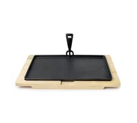 IBILI - Assiette en fonte rectangulaire de 34 x 20 cm avec base en bois de hêtre