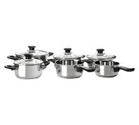 IBILI - Batterie de Cuisine 6 pièces, Acier Inoxydable, Couvercle en Verre, Compatible avec l’Induction