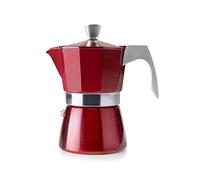Ibili – Cafetière expresso Evva Red, 3 tasses (150 ml) en fonte d'aluminium, compatible induction