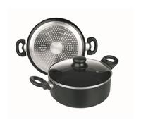 IBILI Casserole aluminium 16 cm – Antiadhésive avec couvercle en verre, compatible induction