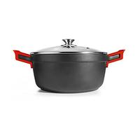 IBILI - Casserole Excellent titanio en fonte d’aluminium, couvercle en verre et poignées en silicone, 20 cm, Antiadhésif, Compatible avec l’induction