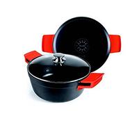 IBILI - Casserole Excellent titanio en fonte d’aluminium, couvercle en verre et poignées en silicone, 28 cm, Antiadhésif, Compatible avec l’induction