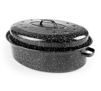 IBILI Cocotte ovale 914542 – Acier émaillé avec couvercle, 42 cm, noire