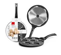 IBILI - Crêpière pour 7 mini-crêpes Natura, 26 cm, Fonte d’aluminium, Antiadhésif style pierre, Compatible avec l’induction
