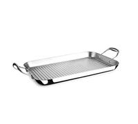 IBILI - Grill ondulé tricouche triply naturel, 38 x 25 cm, acier inoxydable, convient pour induction, sans antiadhésif