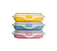 IBILI - Lot de 3 porte-sandwich - charcuterie - fromage, 3 couvercles de 14,5 x 14,5 x 3,6 cm, plastique sans BPA, réutilisable
