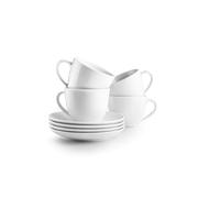 IBILI - Lot de 6 tasses de 310 ml avec soucoupes Castilla Blanca, porcelaine, Blanc.