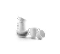IBILI - Lot de 6 tasses de 80 ml avec soucoupes Castilla Blanca, porcelaine, Blanc