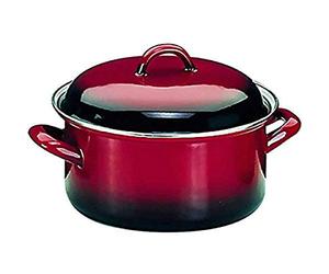 IBILI - Marmite droite avec couvercle Volcan, 28 cm, Acier émaillé, Compatible avec l’induction