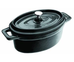 IBILI - Mini cocotte ovale noire, 15 x 10 x 6 cm, Fonte, Compatible avec l’induction