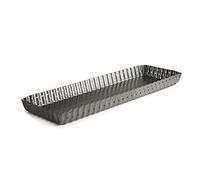 Ibili perforé en Acier laminé à poêle à Frire rectangulaire, Assiette, Noir, 35 x 11 cm
