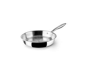 IBILI Poêle triple couche naturelle, 24 cm, acier inoxydable, convient pour induction, sans antiadhésif, Argent