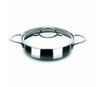 IBILI Plat rond Noah 605324 – Acier inoxydable 18/10 24 cm avec couvercle, compatible induction G